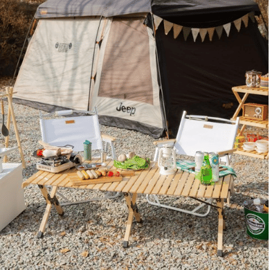 까사마루 자작나무 원목 롤 캠핑 테이블